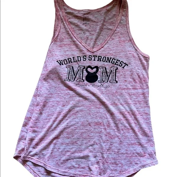 WORLD Strongest Mom Tank Top, Pink, Small - Picture 7 of 8